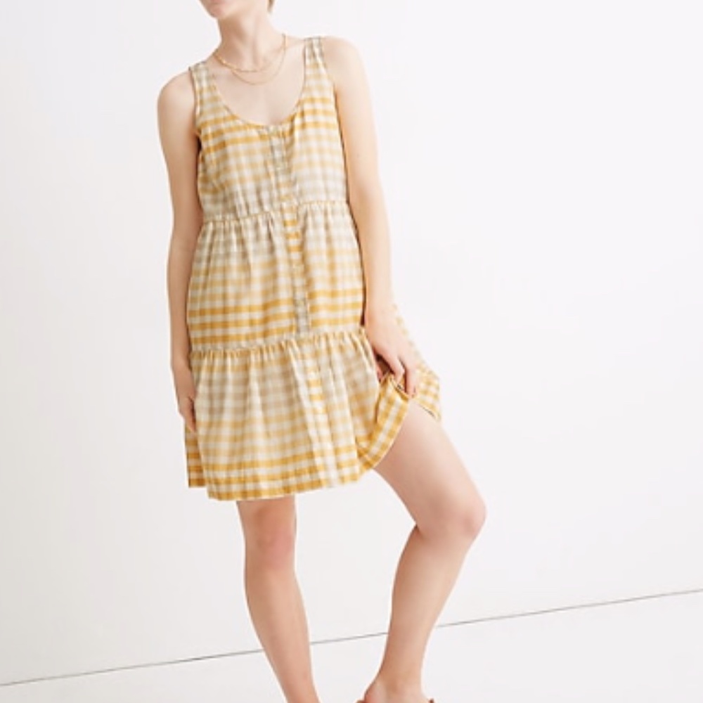 Madewell Button-Front Tiered Mini Dress